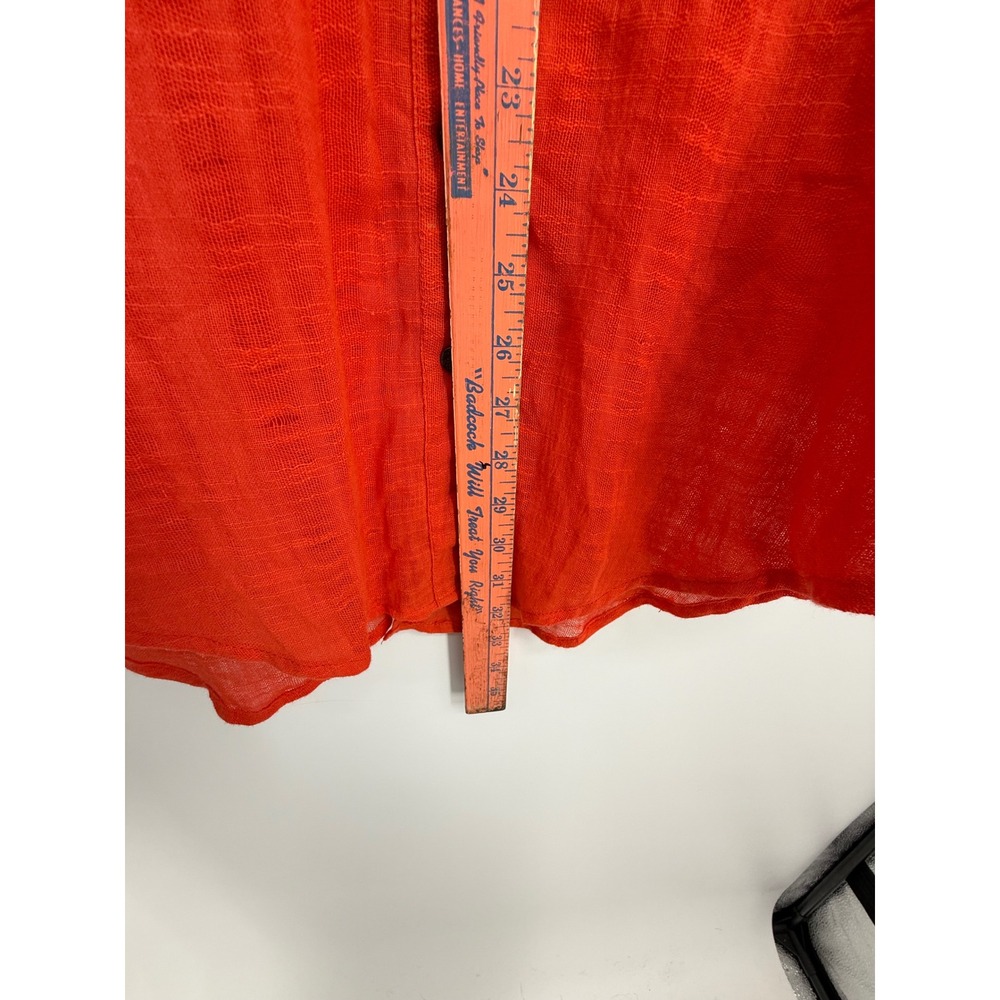Free People Button Down Shirt Womens LG Orange Gauze Oversized Split Back Top - Picture 9 of 10